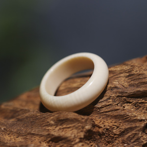 悟仰堂 天然猛犸象牙戒指指环尾戒 素雅大气复古牙雕饰品 情侣礼