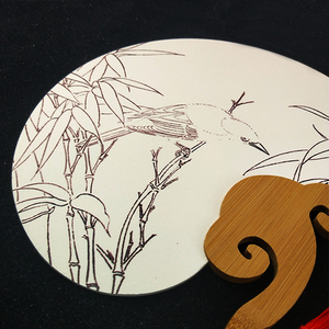 宣纸空白团扇子 工笔手绘画国画填色白描底稿临摹儿童diy活动扇面