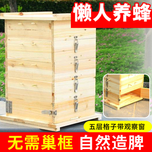 中蜂格子蜂箱土养蜜蜂箱全套杉木烘干5层带观察窗懒人老式养蜂桶
