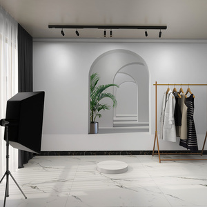 女装直播间背景墙纸3d立体壁纸服装主播墙布高级延伸空间灰色壁画