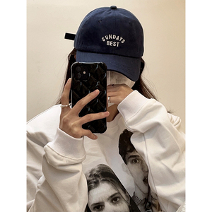 适合大头围妹纸软顶美式棒球帽子女ins韩版显脸小弯檐遮脸鸭舌帽