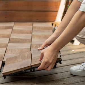 爱丽思阳台防腐木地板室外花园木塑防水DIY拼接花园露台庭院地垫