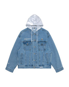 it香港专柜 aape 23春男 字母猿颜连帽牛仔夹克外套7579