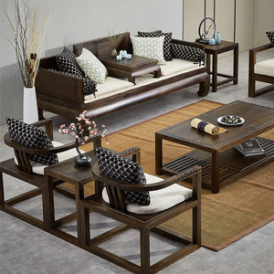 新中式实木沙发黑檀木现代简约雕花君和客厅沙发组合套装禅意家具