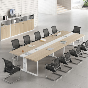 会议桌长条桌简约现代桌椅组合接待洽谈培训大小型办公室家具原木