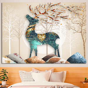 墙布背景布ins挂布墙面北欧麋鹿装饰房间挂毯网红布艺卧室床头