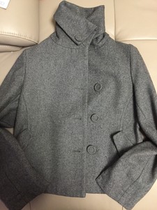 95新日本潮牌pageboy灰色羊毛呢短大衣外套只穿过一次，