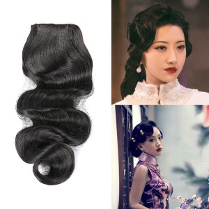 5010人付款淘宝复古旗袍发型手推波纹假刘海民国风夜上海假发片古风