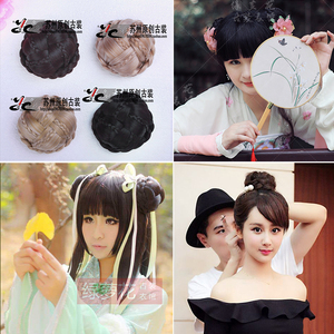 古装假发女花千骨发包双丸子头花苞头汉服儿童演出cos假发辫子发