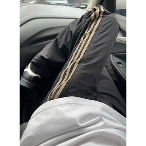 f2ocus裤子侧边条纹工装裤男夏季设计感三道杠裤子美式复古直筒裤