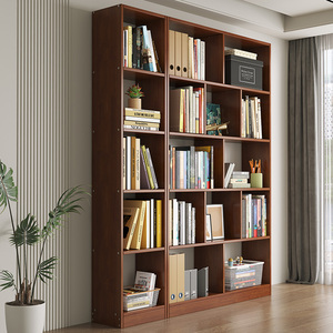 中式书柜一体整墙书橱全实木组合书架简约卧室儿童收纳柜置物柜子