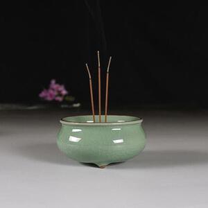 坟前香炉石头墓地用祭祀上坟香祭奠祭祖坟墓供奉插香陶瓷供盘家用