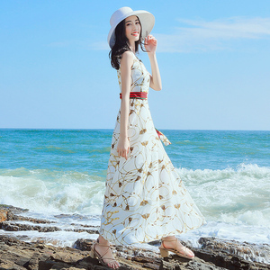 泰国普吉岛海南三亚沙滩裙马尔代夫超仙大码显瘦云南旅游及踝长裙