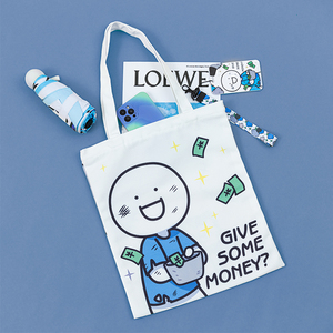 小蓝和他的朋友穷鬼帆布包创意印花斜挎包搞笑沙雕包包生日礼物