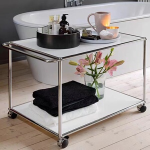 不锈钢移动茶几送餐车轻奢钢化玻璃客厅边几小推车家用茶水带轮子