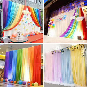61六一儿童节典礼幕布彩虹背景布纱幔幼儿园舞台演出装饰表演布置