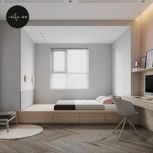 溪岸现代简约定制榻榻米整体定做地台床榻榻米卧室实木全屋设计