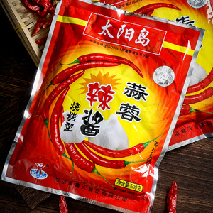 晶客旗舰店天猫太阳岛蒜蓉辣酱500g袋装蒜蓉酱烧烤酱烤冷面酱手抓饼