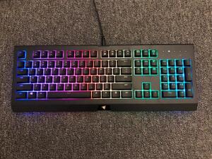 二手razer/雷蛇 萨诺狼蛛幻彩专业版rgb背光电竞吃鸡静音游戏键盘