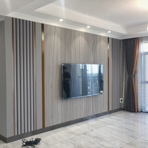 轻奢金属线条仿木纹电视背景墙壁纸客厅沙发装饰壁画卧室影视墙布