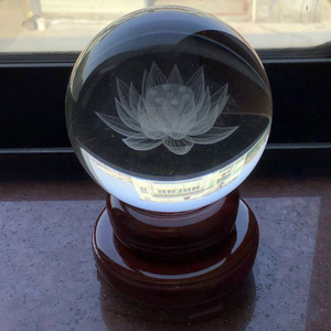 直销水晶球莲花摆件内雕球风水球镇宅辟邪球工艺装饰品办公室摆设