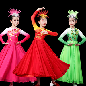儿童六一表演出服舞蹈服万疆古典开场舞大摆裙元旦女灯火里的中国