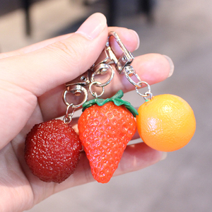 创意水果葡萄香蕉橘子钥匙扣挂件书包挂饰汽车链圈环可爱女锁匙扣