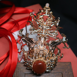 男女通用束发冠汉服头冠仙侠复古国风古装武侠保色镀金原创手作