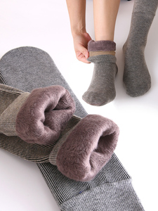 厚袜子男士冬季地板睡眠月子产后雪地袜女加绒加厚保暖长筒袜老人