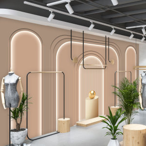 造型壁纸高级感服装店墙纸时尚女装店直播间背景墙壁布top