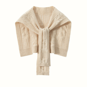 特级山羊绒系带披肩外搭高端女镂空围巾秋冬季100%纯羊绒针织坎肩
