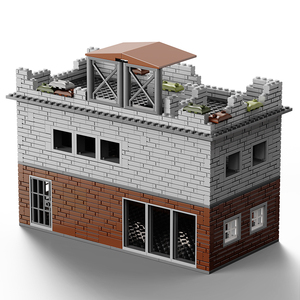 乐高二战废墟场景碉堡军事战争积木生化基地建筑德军战壕房子墙砖