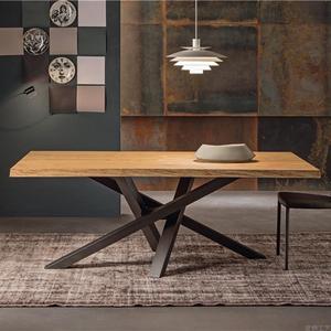 loft北欧创意个性桌子铁艺实木餐桌原木长桌长方形时尚办公会议桌