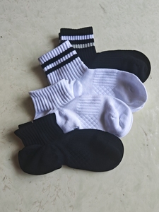春夏袜子短袜男夏季两条杠防臭吸汗黑色白色纯棉船袜薄男生短筒袜