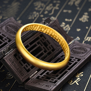 锦泰熹古法黄金足金999手镯3d硬金纯手工金手镯情侣送礼
