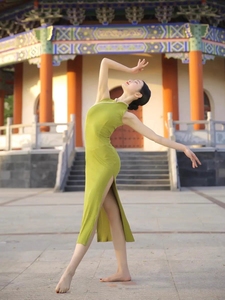 古典舞旗袍舞蹈服针织身韵服中国舞民族舞弹力练功服演出服新款女