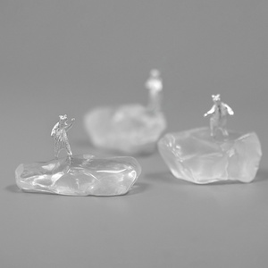 梵灵环保主题舞动的北极熊白水晶摆件S925纯银