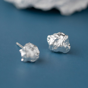 梵灵原创设计碎银子耳钉S925纯银饰品新中式复古个性简洁气质圆形