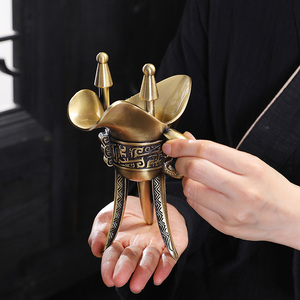 复古铜酒杯可饮用仿古爵杯酒樽中国风结婚敬酒小酒杯陶瓷酒具轻奢