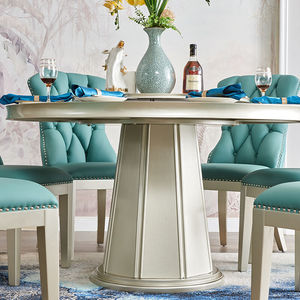 辰斯实木餐桌椅组合轻奢吃饭桌子小户型歺桌椭圆形餐台带转盘餐桌