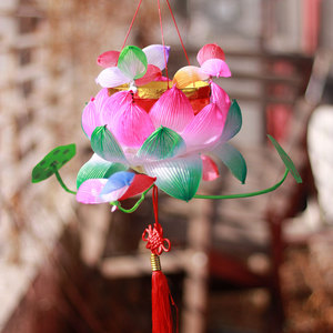 荷花灯中号秦淮花灯传统手工艺品花纸灯节日灯笼新年元宵节中国红