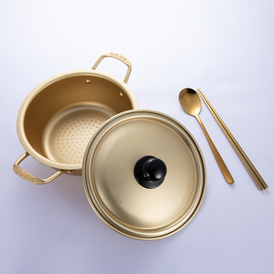 双耳汤锅家用电磁方便面锅煮面锅黄铝韩式拉面锅韩国泡面锅小煮锅