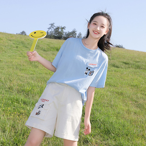 初中女生12-15岁学生夏季少女两件套大童16高中学生短袖短裤套装