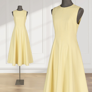 鹅黄色连衣裙女夏季2024新款优雅简单大方法式轻晚礼服无袖背心裙