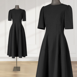 法式赫本风黑色连衣裙女夏季2024新款显瘦晚礼服高级感气质小黑裙