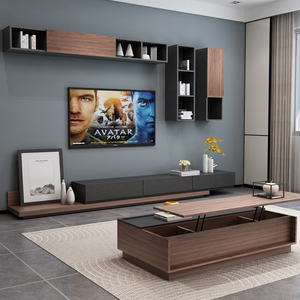 北欧可伸缩电视柜现代简约客厅大小户型升降茶几加长组合墙壁柜