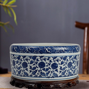 陶瓷青花瓷盆景盆大号多肉兰花盆家用碗莲花盆金鱼缸乌龟盆铜钱草