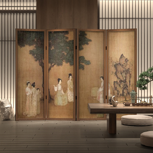 新中式古典女子屏风隔断客厅玄关茶室酒店入户遮挡中国风实木折屏