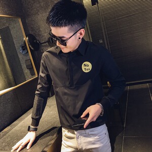 衬衫男长袖春装韩版帅气社会小伙修身上衣网红发型师时尚潮流衬衣