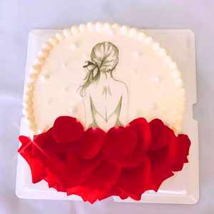妈妈生日母亲节蛋糕装饰糯米纸唯美女孩背影厚糖霜纸代打印定制